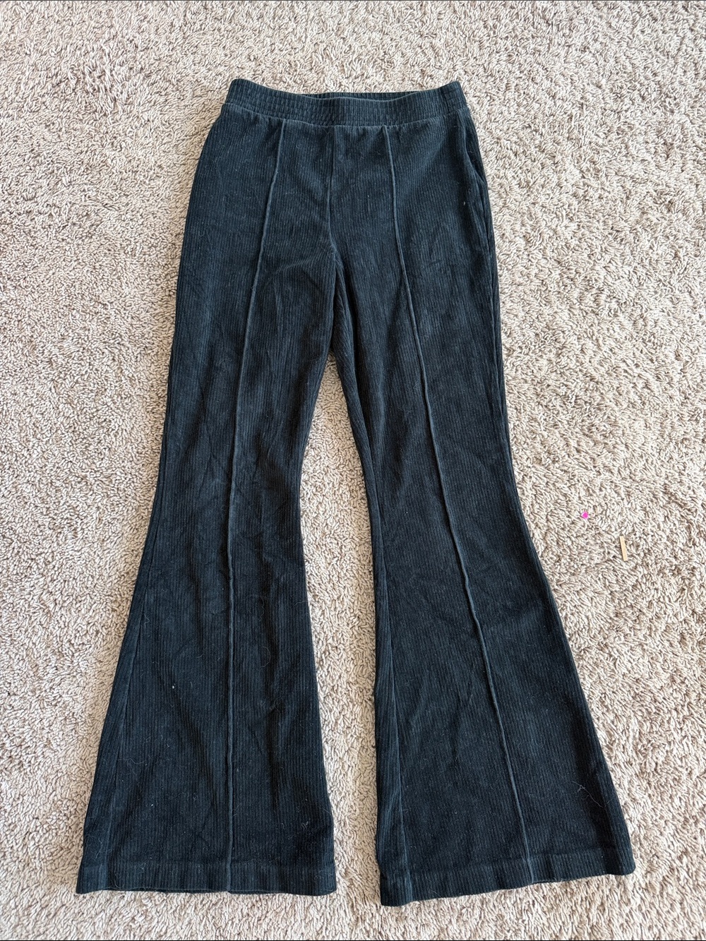 aerie Black Flared Pants with Center Seams